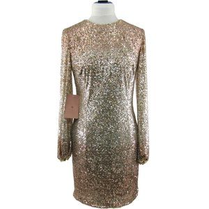 BHLDN Champagne Sequin Mini Dress Size US 6 Evening Cocktail Wedding New Tag